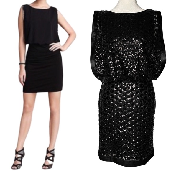 Laundry By Shelli Segal Dresses & Skirts - Laundry by Shelli Segal blouson open back black beaded cocktail dress